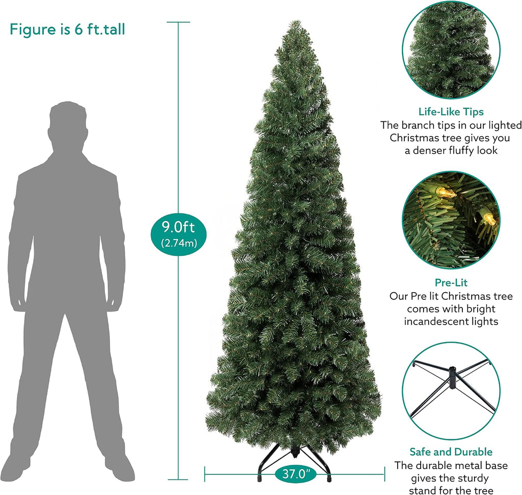 Vienna Prelit Slim Artificial Christmas Tree with Lights