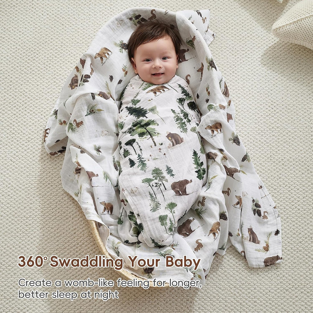 4 Pack Baby Muslin Swaddle Blankets, 100% Cotton and Ultra Soft Breathable Receiving Blanket Wrap for Boys Girls, New