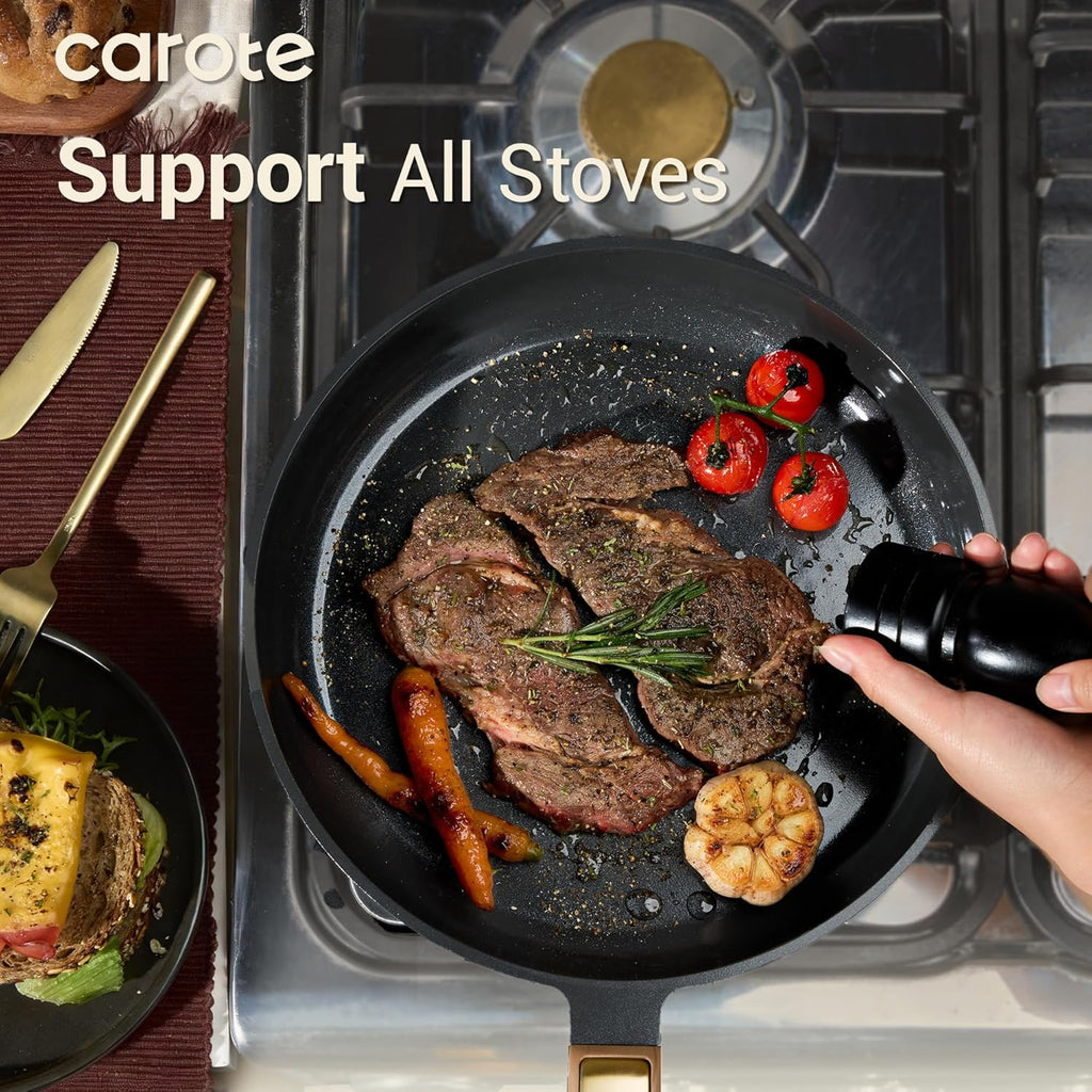 Ceramic Cookware Sets, Pots and Pans Set, 16pcs | Non-Toxic Induction Cooking Set with Silicone Lids, Dishwasher