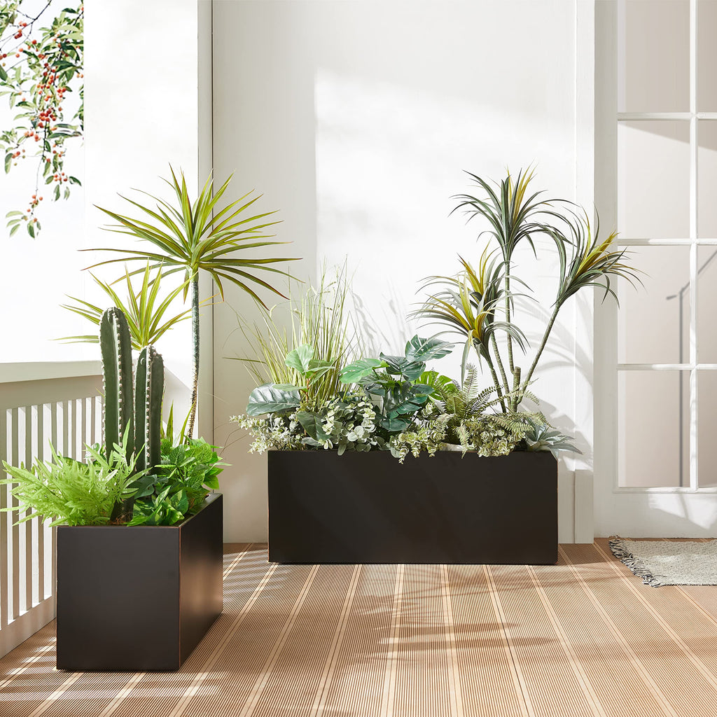 38Lx15Wx15H Fully Welded Heavy-duty Metallic Planter Box for Outdoor Plants