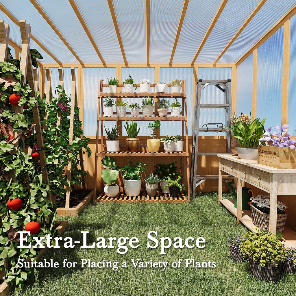 6x10 Ft Wood Greenhouse for Outdoors | Walk-in Green House w/ Openable Window & Lockable Door, Heavy Duty Reinforced