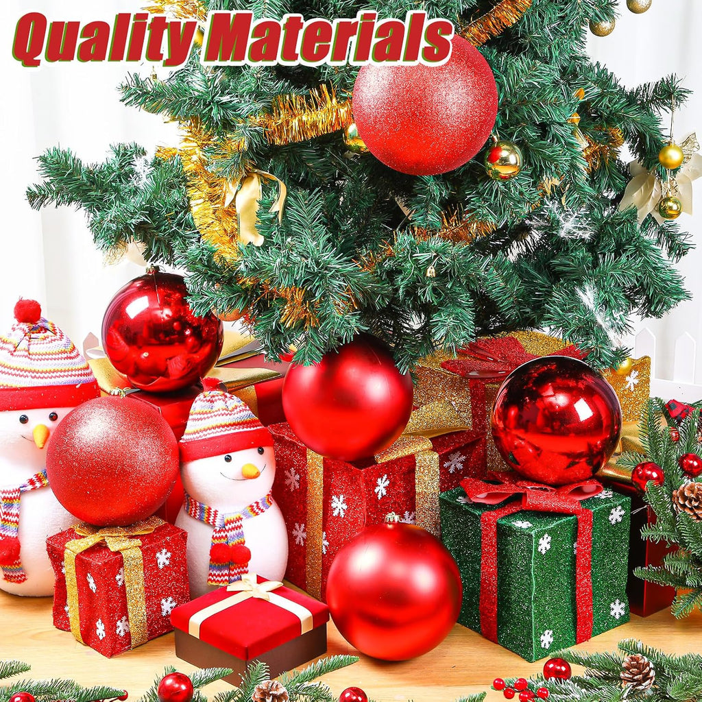 6 Pcs Extra Large Christmas Ball Ornaments 8'' Shatterproof, Red