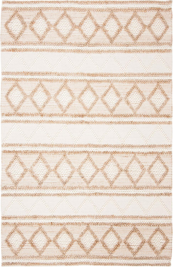 Natural Fiber Collection Area Rug - 5' x 8', Beige & Ivory, Handmade Moroccan Boho Tribal Jute & Wool, Ideal for High