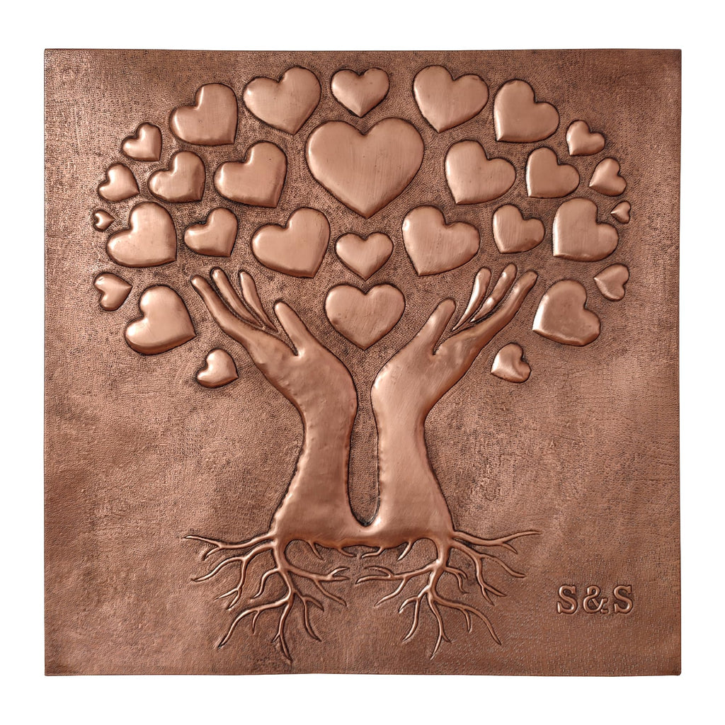 Kitchen Backsplash, Hearts in Praying Hands Copper Backsplash, Custom Copper Backsplash Panel, Handmade Copper