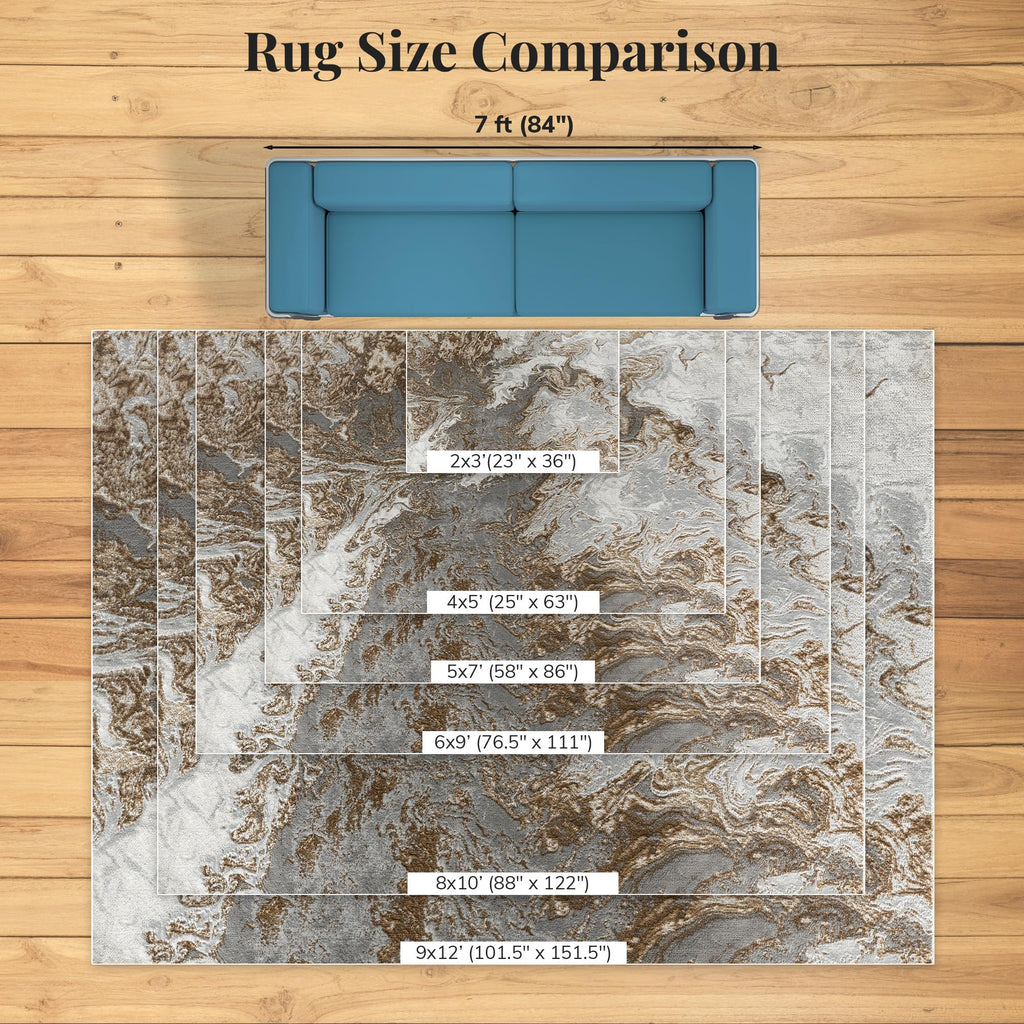 Marble Swirl Abstract Area Rug, Gray