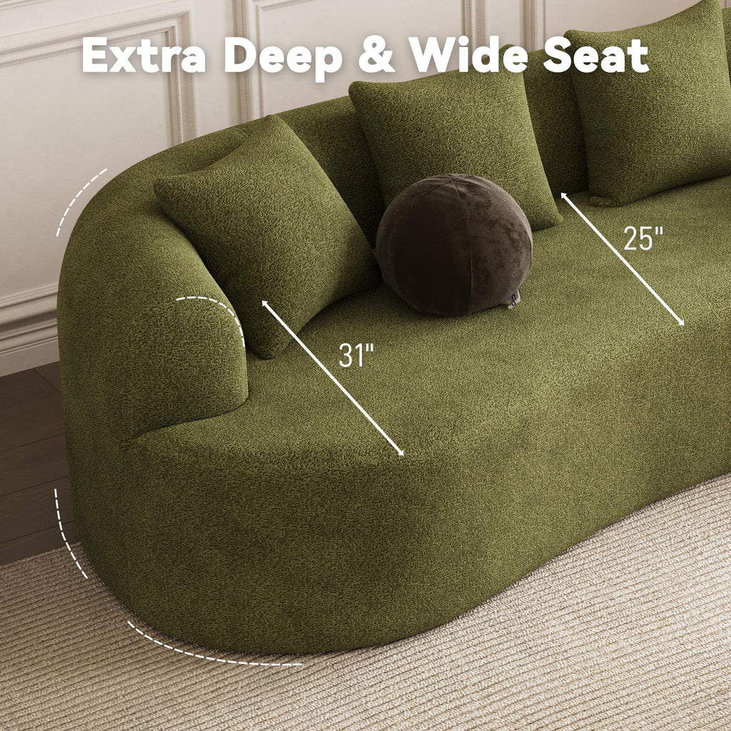 107" Modern Curved Sofas, Green