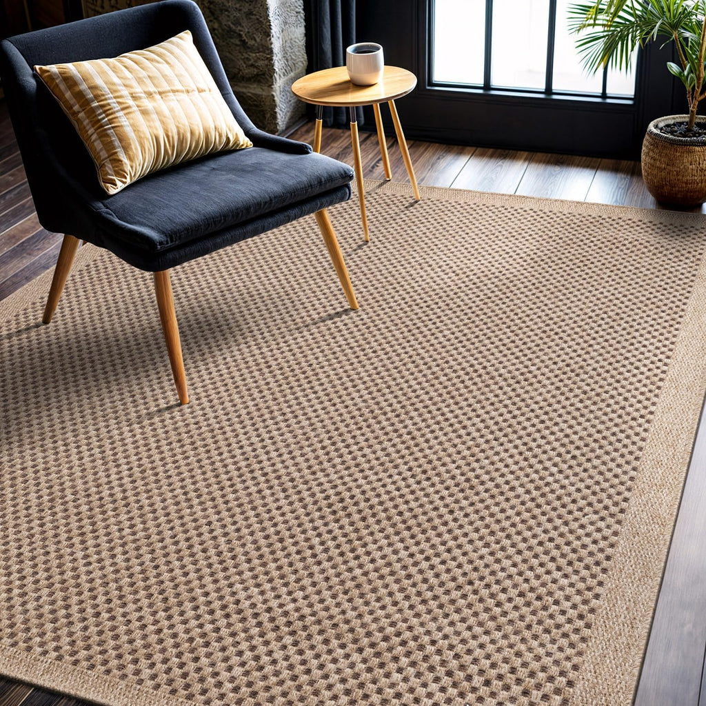 Easy Jute Rug 5x7, Indoor Outdoor Natural Color Fiber Area Rugs Patio and Kitchen Rug, Sisal Boho Woven Design