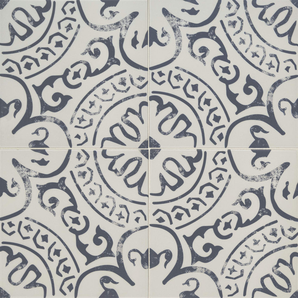 Porcelain Floor & Wall Tile | Indigo Encaustic | 8" x 8"