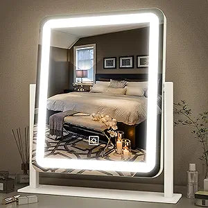 Vanity Mirror with Lights - 15"X12.6" Led Lighted Makeup Mirror, Large Makeup Mirror with Lights, Touch Screen with