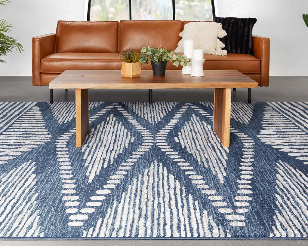 Axasta Blue Diamond Medallion Tribal Area Rug (5'3" x 7'3")