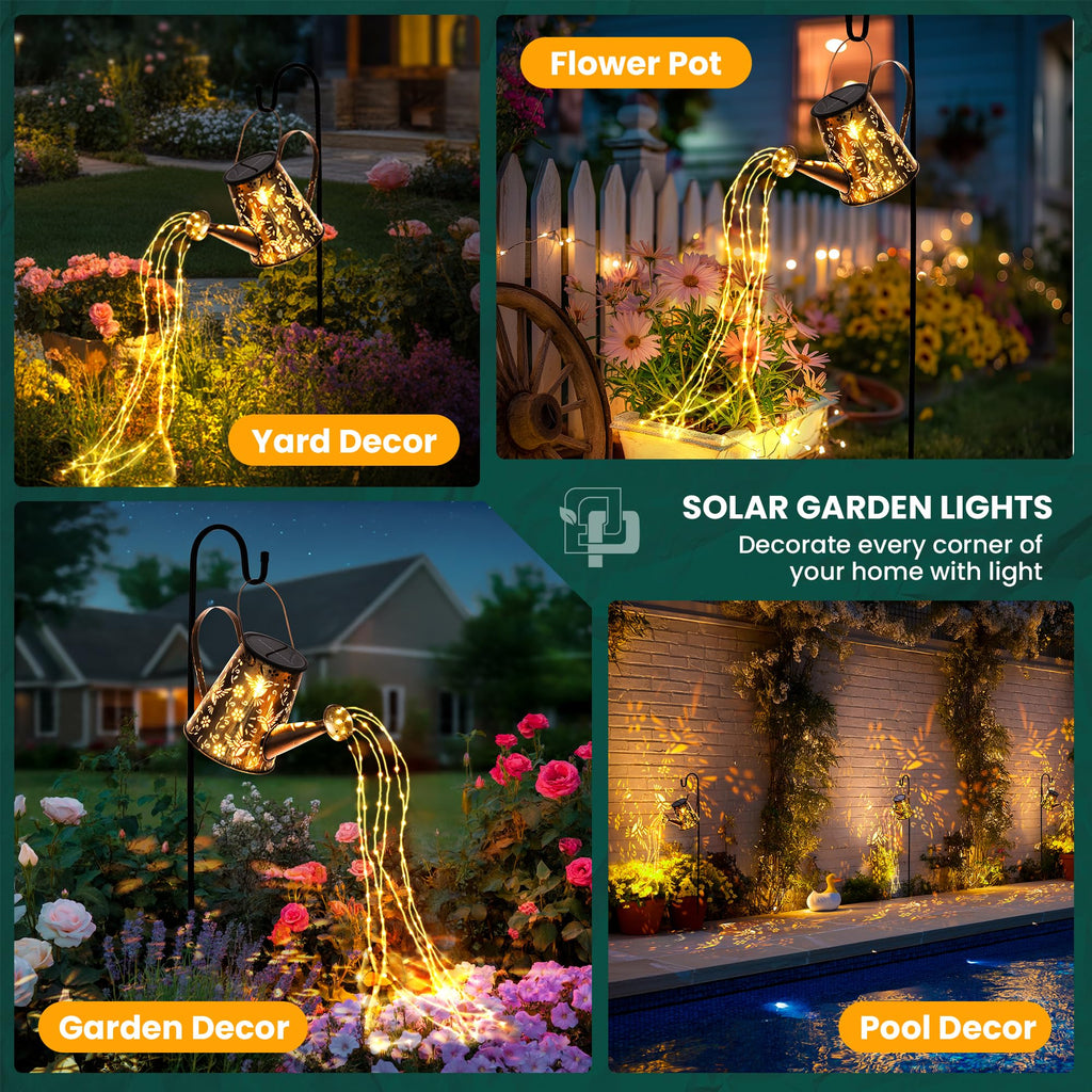 Solar Watering Can Hanging Lantern, Outdoor Decor Gift
