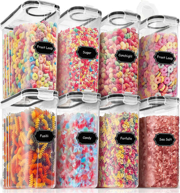 Cereal Containers Storage Set (4L,135.2 Oz), 8PCS Airtight Food Storage Containers with Lids & Pantry Organizers