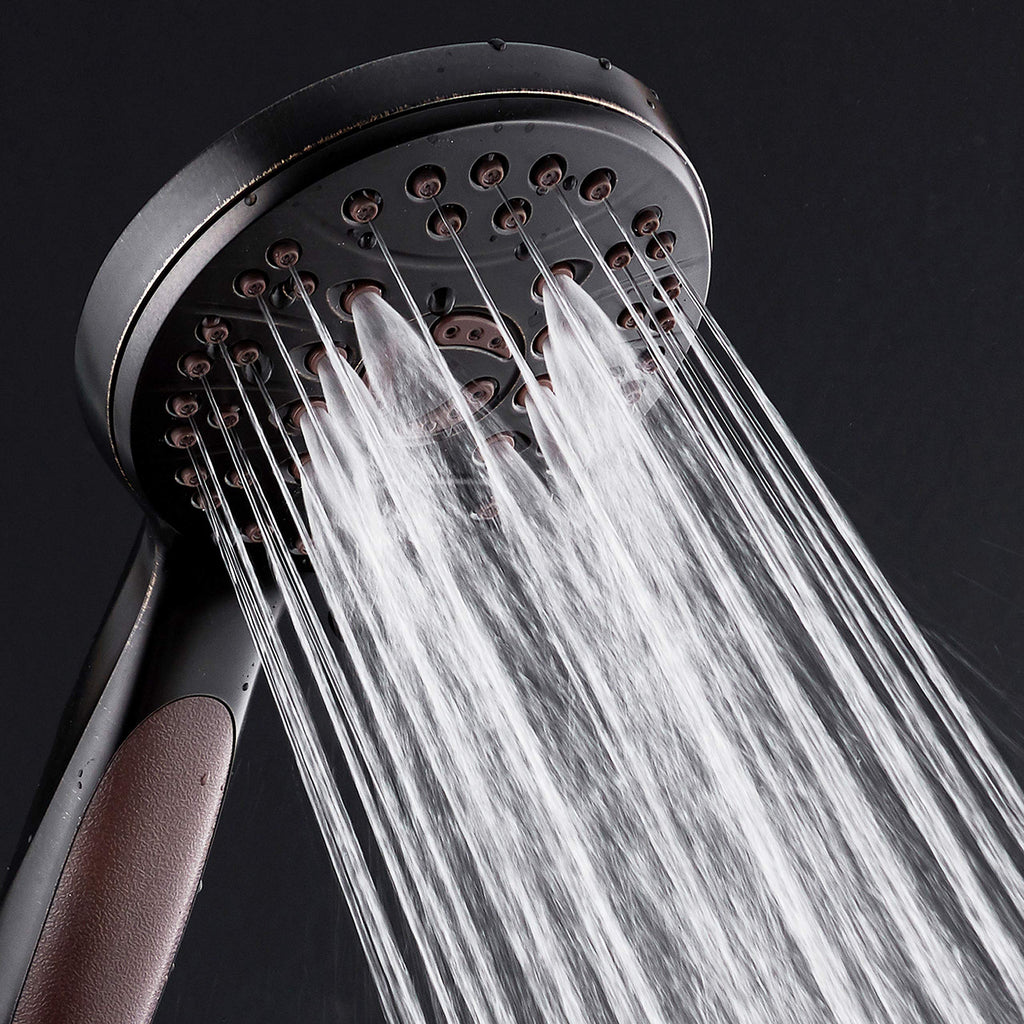 High Pressure 6-setting Luxury Handheld Shower Head, 6 Foot Stainless Steel Hose, Anti Clog Jets, Anti Slip Grip, Top