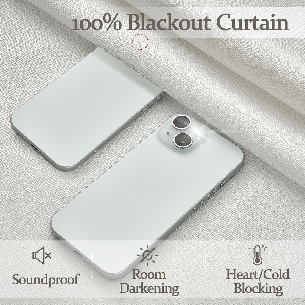 Pleat Viral Linen 90 Inch Blackout Curtains, Pinch Pleated Soundproof Privacy Farmhouse Window Drapes Decor with