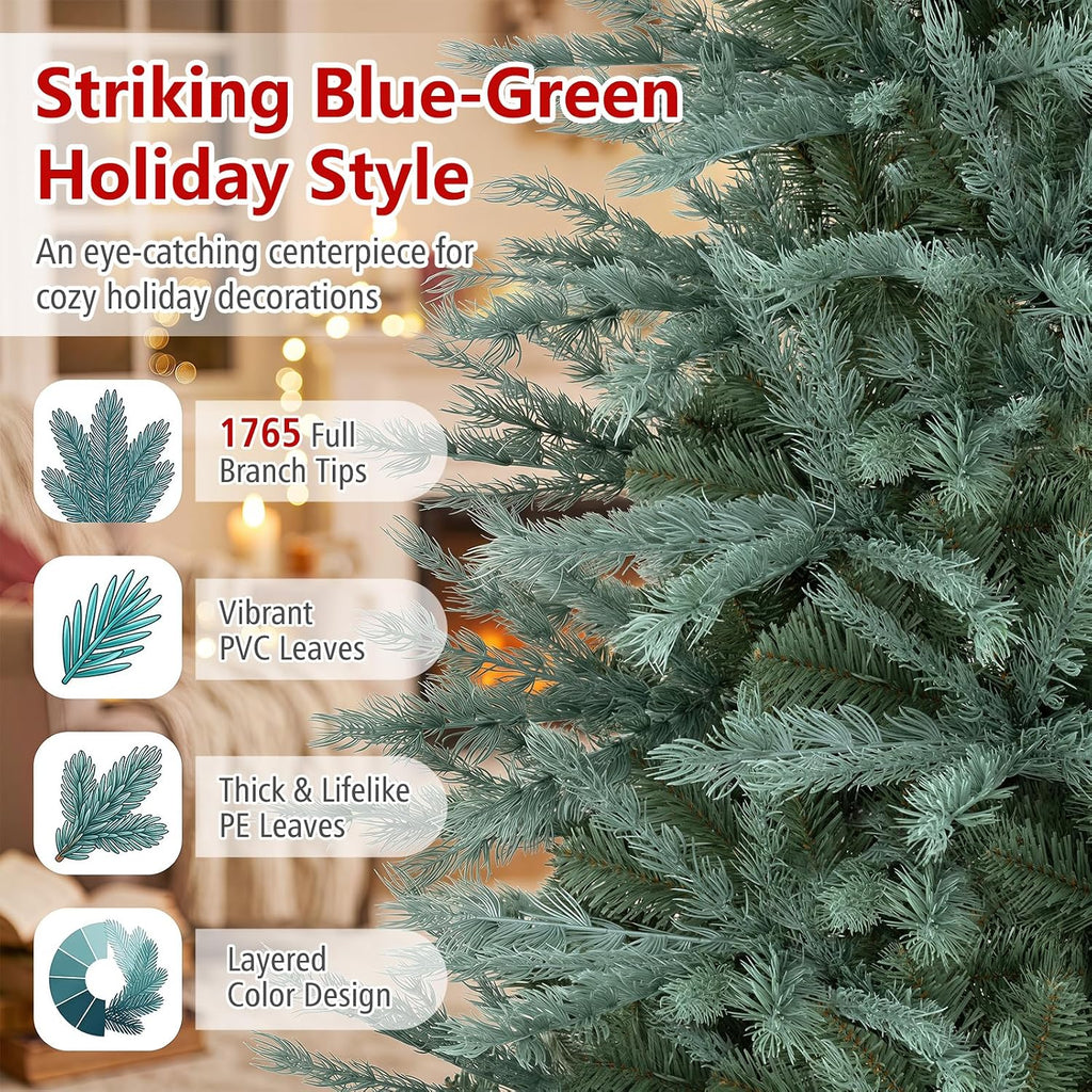 8ft Artificial Spruce Christmas Tree with 1765 Lush Branch Tip