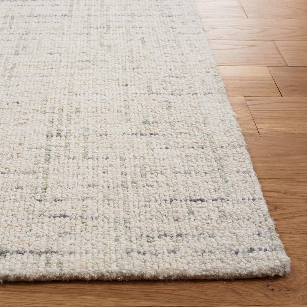 Abstract X-Large Area Rug - 11' x 15', Ivory & Light Grey, Handmade Wool