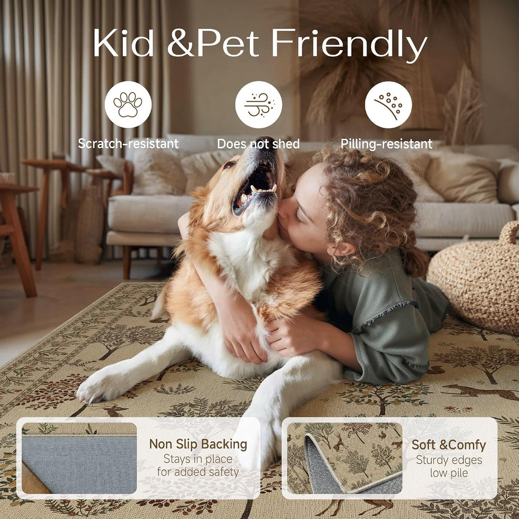 Animal 8x10 Jute Outdoor Indoor Rug Washable
