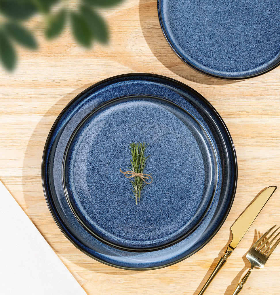 Ceramic Dinnerware Set for 8, 24-Piece Plates and Bowls Set