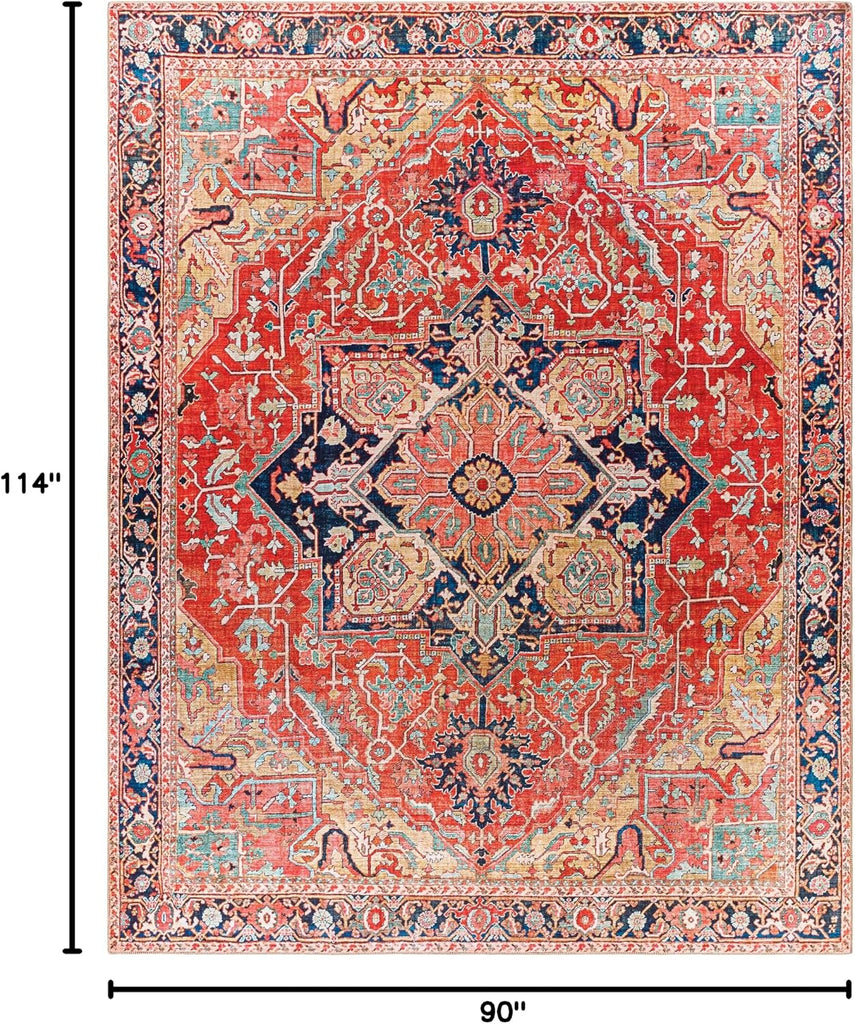 Alfons Medallion Oriental Area Rug,7'6" x 9'6",Red/Gold