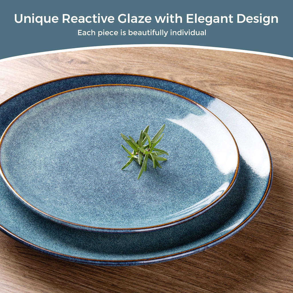 Ceramic Dinnerware Sets for 4, 12 Pieces Handpainted Plates and Bowls Set, Scratch Resistant Stoneware Dishes Set