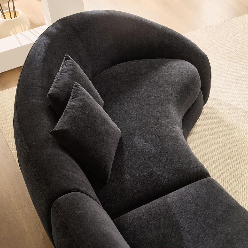 126" Curved Oversized Boucle Sectional with Love Heart Design, Modern 5-Seater Polyester Couch with 2 Decorative