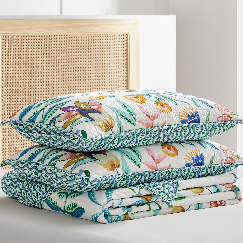 Danika Quilt Set - Quilt and Two Shams - Floral - Multicolored - Quilt (106x92in.) and Shams (20x36in.)