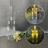 4 Set 5 Arms 34.6'' Acrylic Candelabra Centerpieces,Clear 5 Arms Candlesticks Holder with Acrylic Shade for