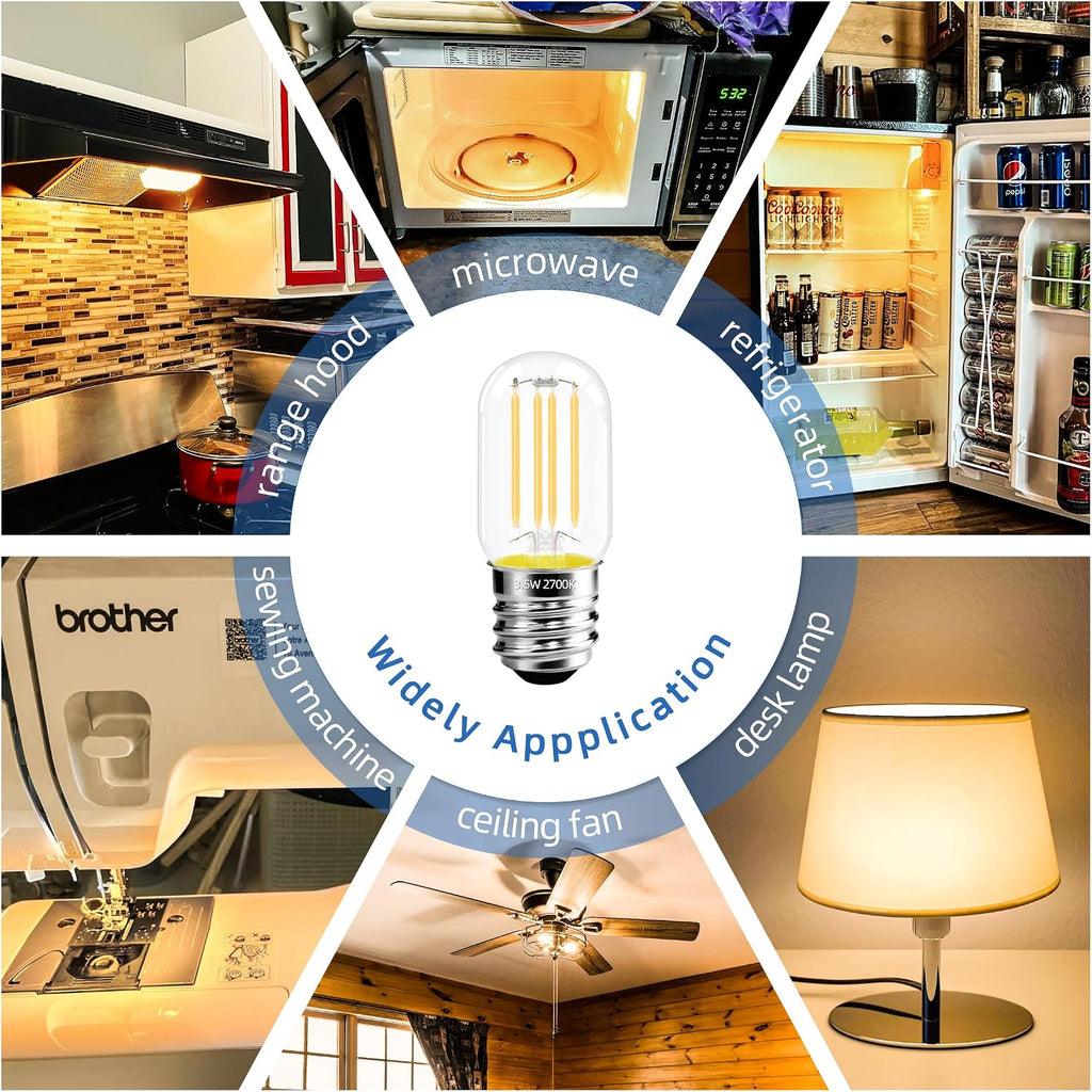 2.5 in E17 Intermediate Base LED Filament Bulb 360 Lumens, 2700K Soft White Dimmable Appliance Bulb AC 120V, ETL