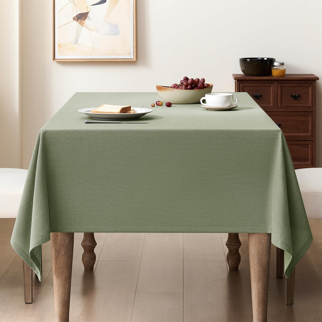 Sage Linen Tablecloth Rectangular 55 x 84 Modern Elegant Cotton Cloth Texured Sage Green Table Cloth for Rectangle