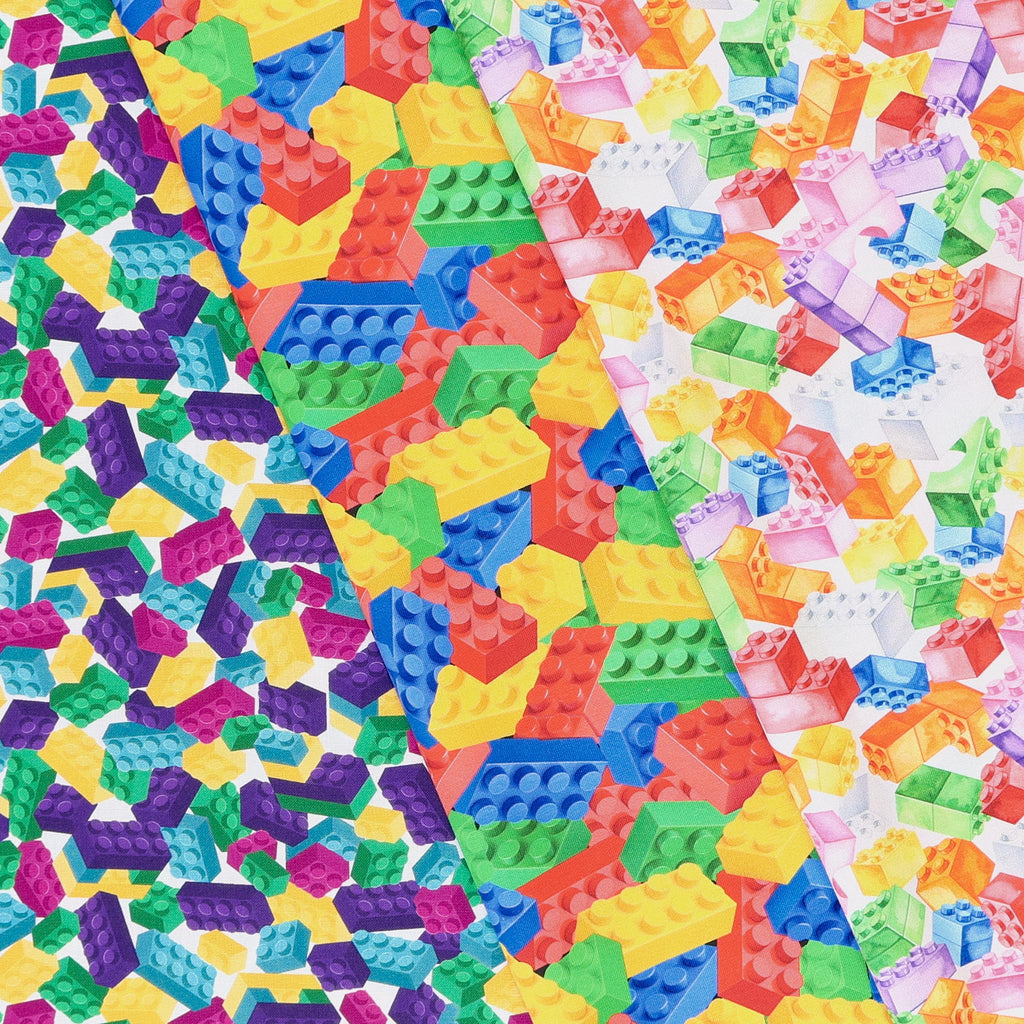 Building Blocks Cotton Fabric, Blocks Multi Cut by The Yard