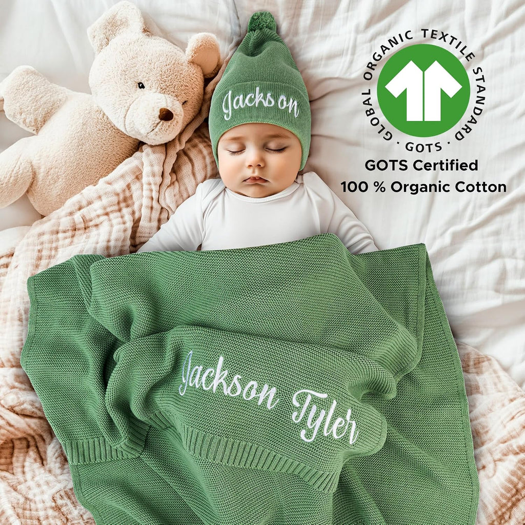 Blanket with Name, GOTS Organic Custom Baby Blanket