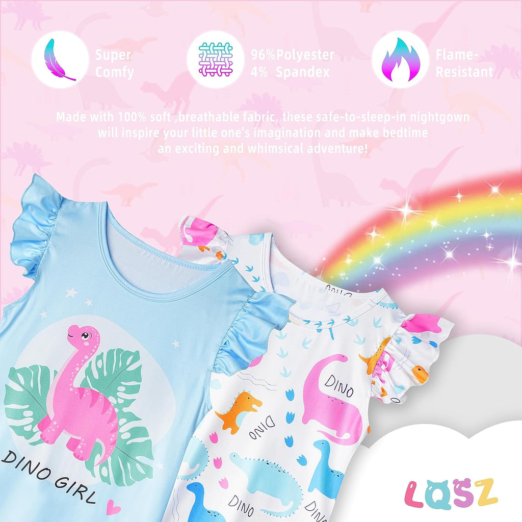 Girls Nightgowns Soft Toddler Princess Pajamas Dress for Kids 2pcs