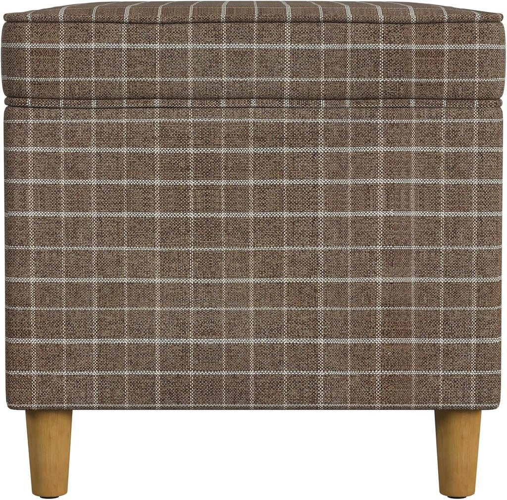 24" Dinah Collection Storage Ottoman - Brown Windowpane Fabric