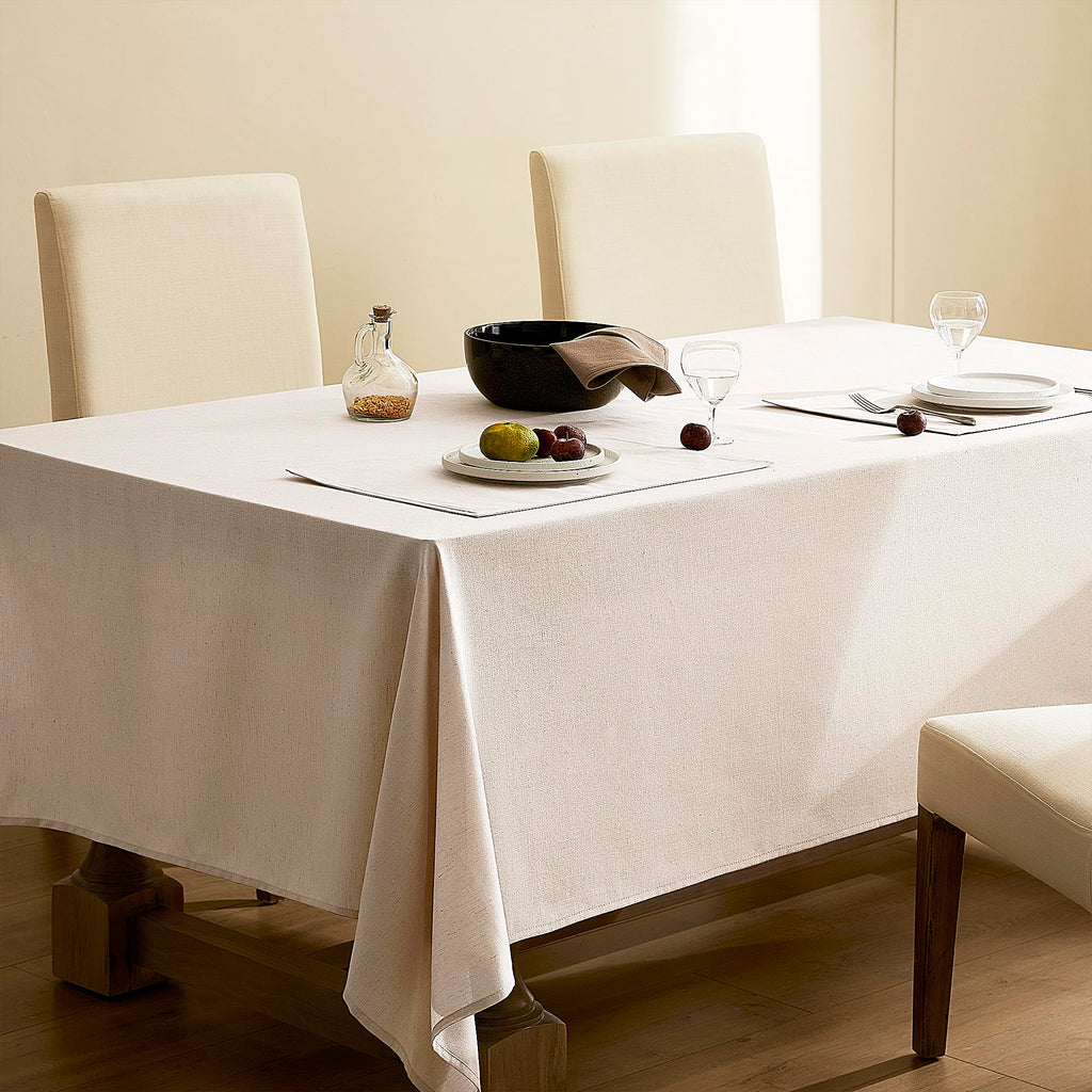 Beige Linen Table Cloths for Rectangle Tables Farmhouse Rustic Modern Neutral Fabric Oblong Tablecloth Rectangular