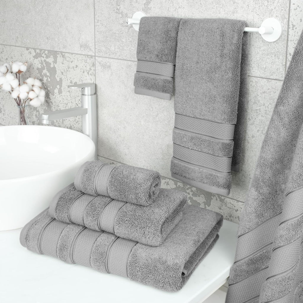Soft Linen Salem Turkish Bath Towel Set, 100% Cotton 600 GSM 6 Piece Towels , 2 Bath Towels 2 Hand Towels 2