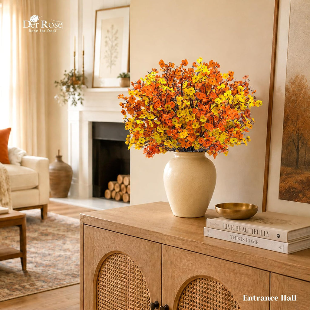 Stems Fall Babys Breath Artificial Flowers Vase Decor - Set of 12