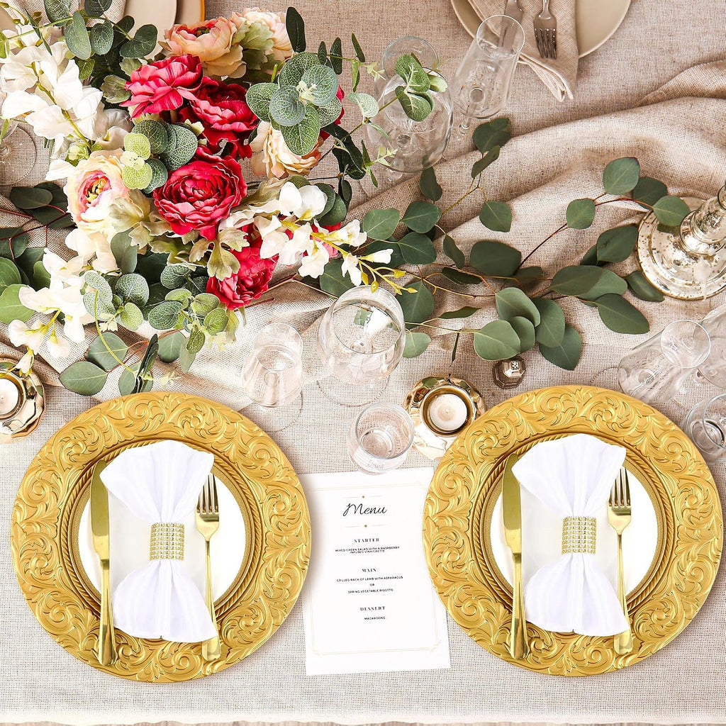Gold Charger Plates Bulk 13'' Antique Plastic Chargers - Set of 12