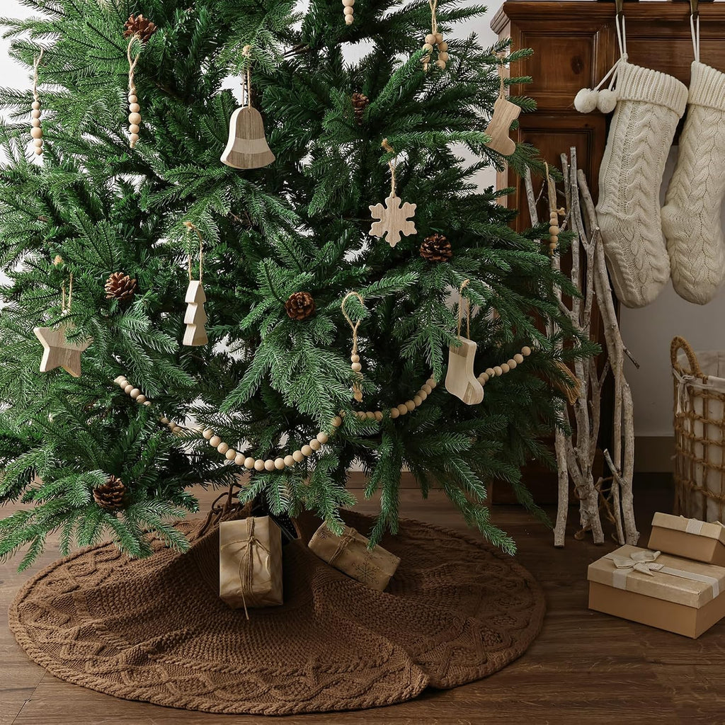 36 inch Christmas Tree Skirt: Pencil Tree Skirt for 6ft Tree, Diamond Edge Knit Small Western Brown Tree Skirt