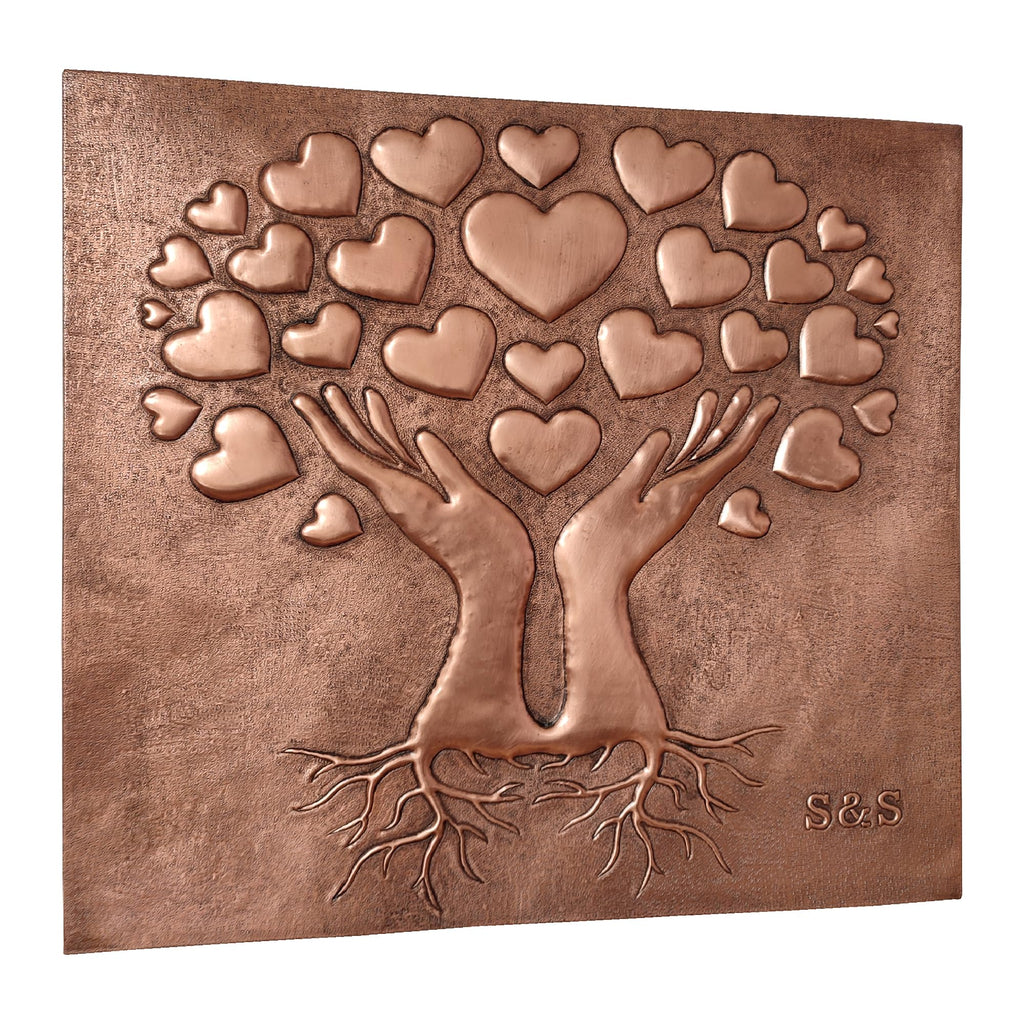 Kitchen Backsplash, Hearts in Praying Hands Copper Backsplash, Custom Copper Backsplash Panel, Handmade Copper