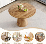 45'' Round Dining Table for 4, Mid-Century Modern Wood Dinner Table with Seamless One-Piece Top & Stable Conical