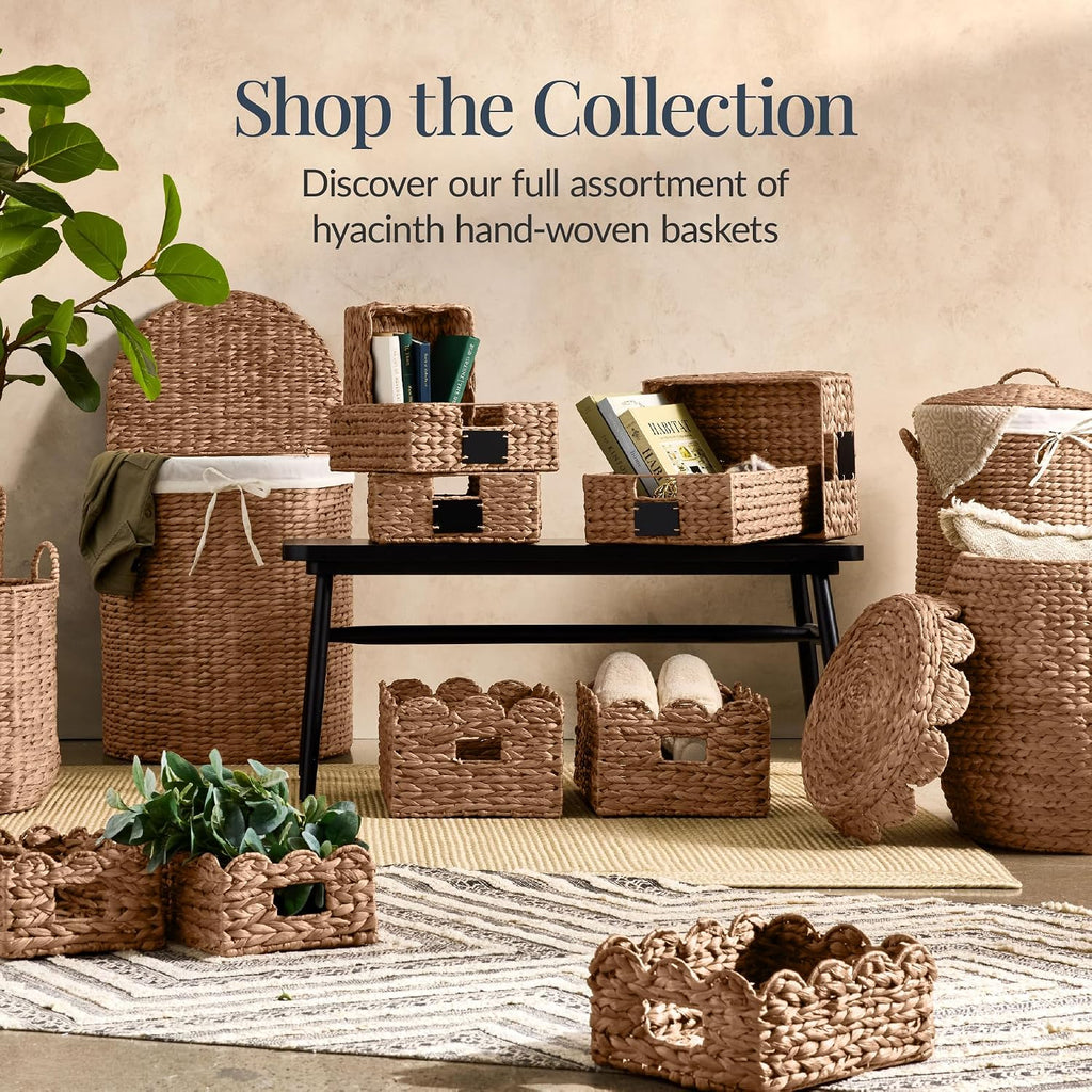 Half Moon Laundry Hamper w/Lid, Woven Half Round Laundry Basket, w/Removable Liner & Bult-in Handles & Laundry Room