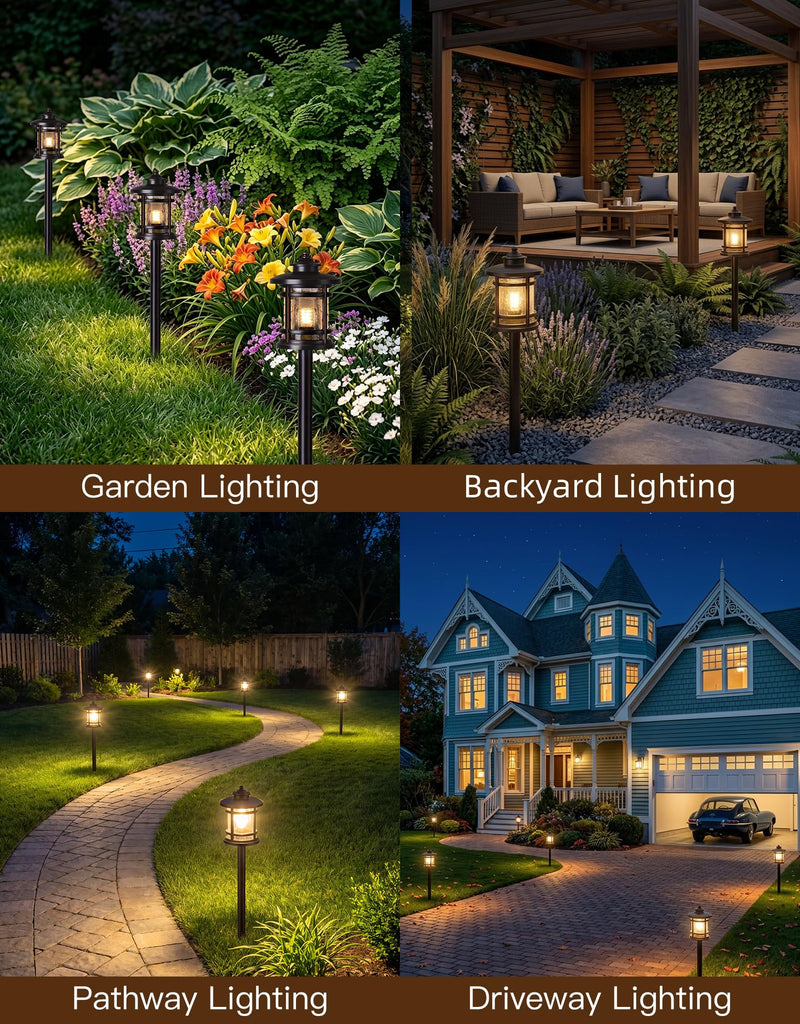 8 Pack Low Voltage Pathway Lights with G4 Bulbs, Seed Glass Shade, Aluminum