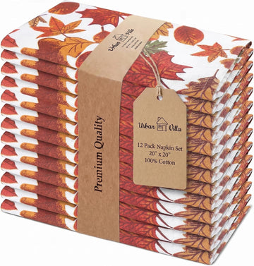 Cloth Napkins Cotton 20x20 (Set of 12) Harvest Leaf Print