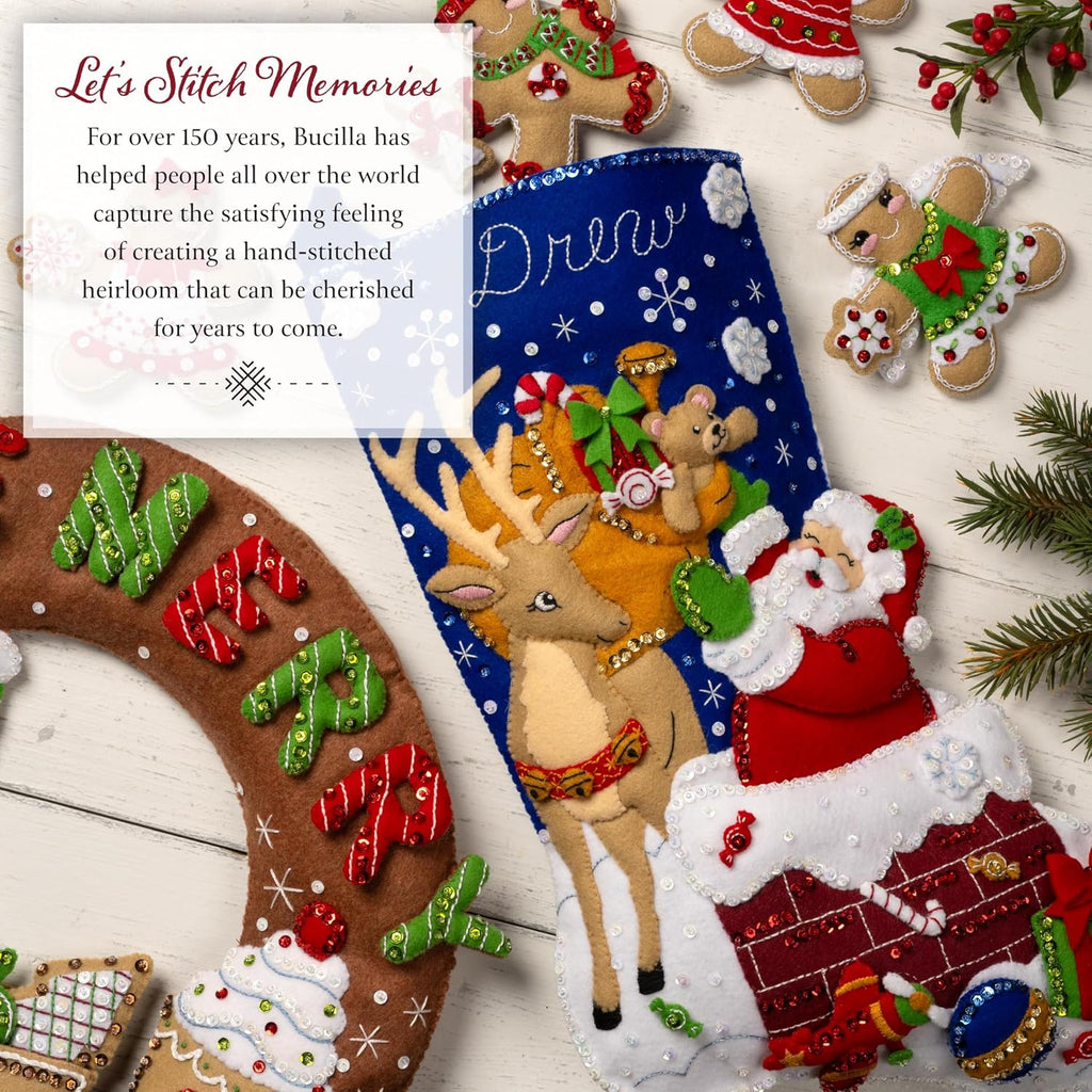 Felt Applique 18" Stocking Making Kit, Christmas Nativity