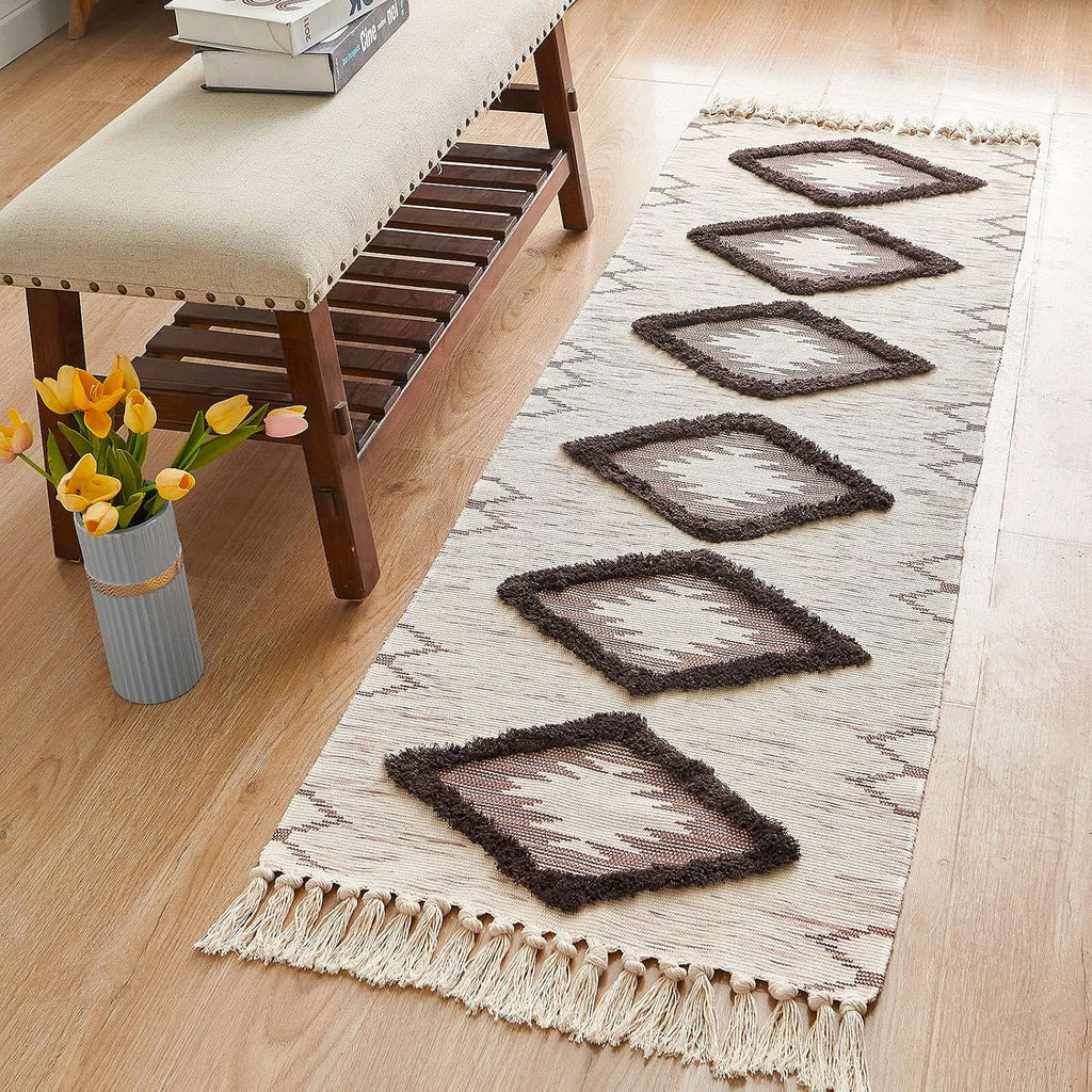 Boho Runner Rug 2'x6', Washable Hallway Rug Runner Non Slip Rubber Backed, Kitchen Farmhouse Area Rug Floor Mat with