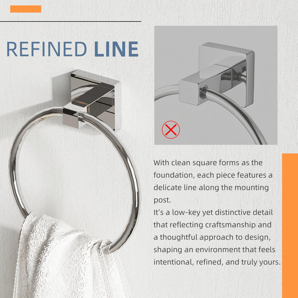 Towel Ring, Hand Towel Holder Wall, Chrome, 2 Pack