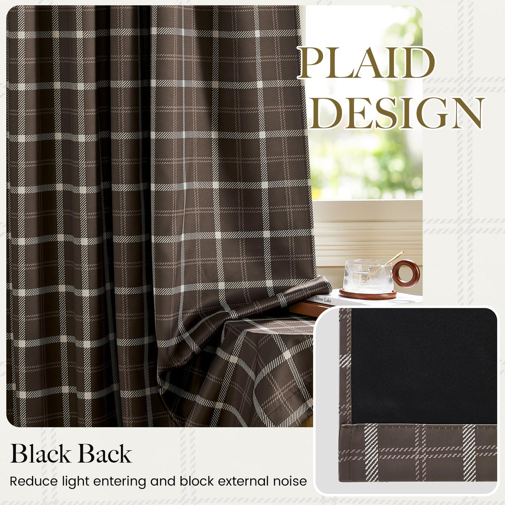Autumn Plaid 100% Blackout Buffalo Check Window Curtains
