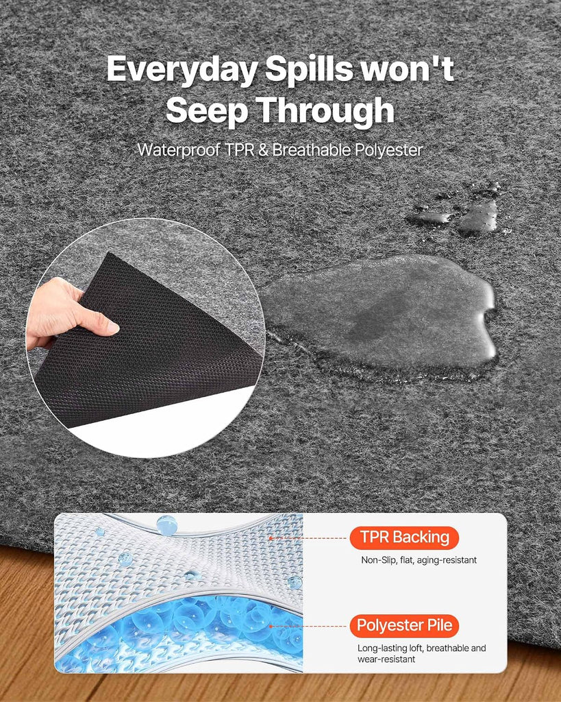 Rug Pad 8 x 10 ft, Non-Slip Carpet Area Pad 0.12in Rug Mat Padding with Dual Surface Felt Cushion & Rubber Gripper