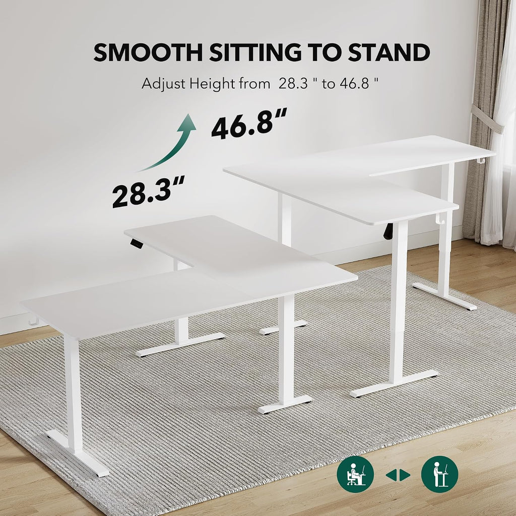 63" x 55"L Shaped Standing Desk, Electric Stand up Corner Computer Desk, Sit Stand Home Office Desk with Splice