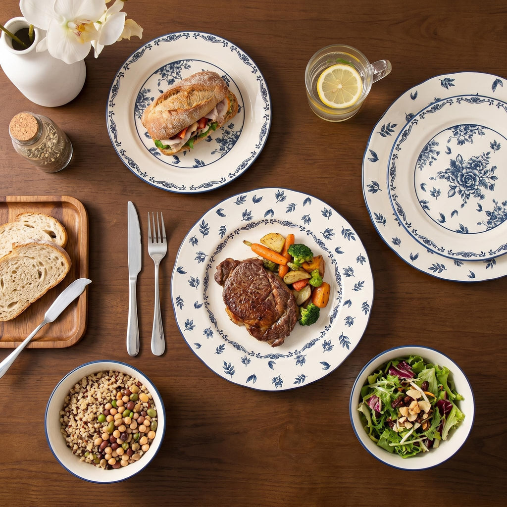 Ceramic Dinnerware Set, Series Western I(Vintage Cobalt Blue)